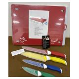 NEW Emeril cutting board, matts and 4 sharp knives
