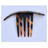 Art Deco Celluloid Tortoise Shell Hair Comb with