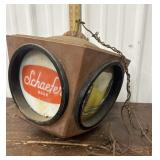 Schaefer beer hanging light/clock