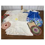 Vintage table runners, apron, pot holders, and