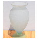 Frosted Crackle Glass Green-Blue Vase