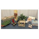 Christmas in July - platter, candles, tree lamps,