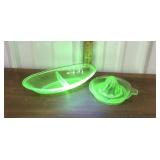 Glow glass divided dish & juicer *not perfect