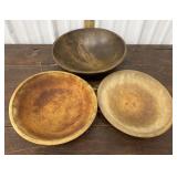 3 wooden Dough Bowls