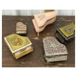 3 Piano Trinket Boxes And 2 Music Boxes