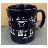 Case Dark Blue "Dairy One" Mugs - lot of 12 CUTE!!