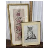 2 Framed Prints - Leopard And Floral