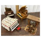 3 Piano Music Boxes And Sea Shell Piano Decor. -