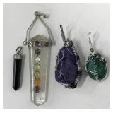 Gemstone pendants- lot of 4