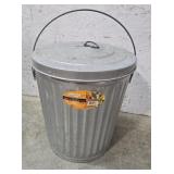 Galvanized trash can with lid
