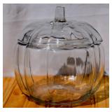 Lidded Glass Pumpkin Jar