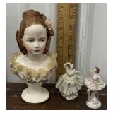 Dresden womenï¿½s bust and 2 ballerina miniature