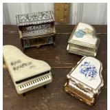 2 Piano Music Boxes And 2 Trinket Dishes