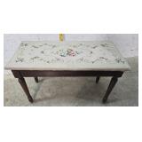 Needlepoint piano bench with sheet music
