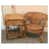 Wicker/rattan table and chair