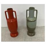 2 pcs Frankoma Pottery - red and grey double