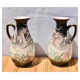Pair of Vintage Moriage Dragonware Small Pitchers