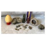 Herkimer diamonds, geode, raspberry quartz tower,
