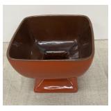 Frankoma Pottery - orange pedestal bowl