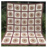 Hand stitched eight pointed star black quilt