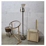 Lamp, hamper, sewing stand