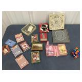 Playing Cards, Rubix Cube, & slate Hot