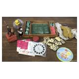 Vintage toys- wooden game, parachute doll,