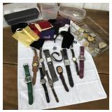 Watches, scarf slides, jewelry storage bags etc