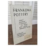 Signed Frankoma pottery stand up cardboard dealer