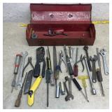 Red Tool Box with miscellaneous tools