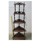 Walnut corner what not shelf 53"t