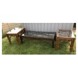 3 MCM glass top tables