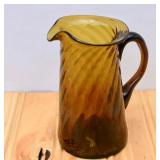 Swirl Glass Hand Blown Pitcher.
