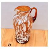 Hand Blown Amber Spatter Glass Small Pitcher