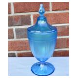 Vintage Fenton Iridescent Colonial Blue Lidded