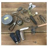 Vintage keys, shoehorns, pulleys, coat hook,