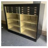 Sliding Glass Showcase w/ drawers damaged glass