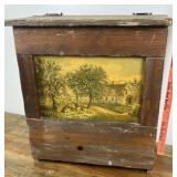 Wooden Hamper w/Farm Scene