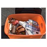 Tote of Fall Deco and Craft Items