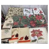 Christmas table cloths and place mats, pine cone