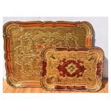 Pair of Florentine Hand Painted Trays