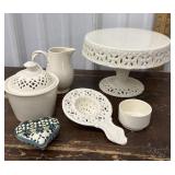 Royal Creamware, Poland trinket dish and cake