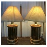 Wood, Smokey glass lamps- large