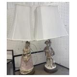 Pair Cordey Victorian figures lamps *needs new
