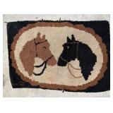 Horses hook rug approx. 23x33