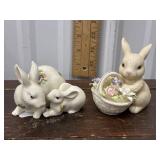 2 Lenox bunny with basket and punny pair