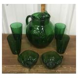 Anchor Glass, Forest Green pitcher, glasses, cups