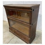 Oak Macey Barrister stacking bookcase - 2sect 1 dr