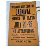 Sidney Inn Flats cardboard advertising sign