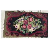 Hook rug floral bouquet rug approx. 25x42 *needs